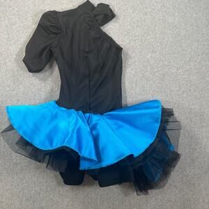 Kelle One Shoulder Leotard Dance Costume Size Large Child Tulle Recital Black